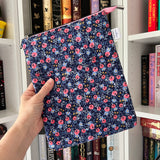 Rifle Paper Co Navy Blue Floral -  Zippered Book Sleeve