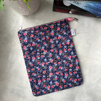 Rifle Paper Co Navy Blue Floral -  Zippered Book Sleeve