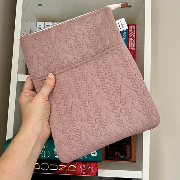 Sweater Weather - Dusty Rose -  Zippered Book Sleeve