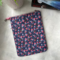 Rifle Paper Co Navy Blue Floral -  Zippered Book Sleeve