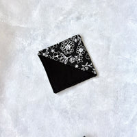 Black & White Floral Line Art Fabric Bookmark