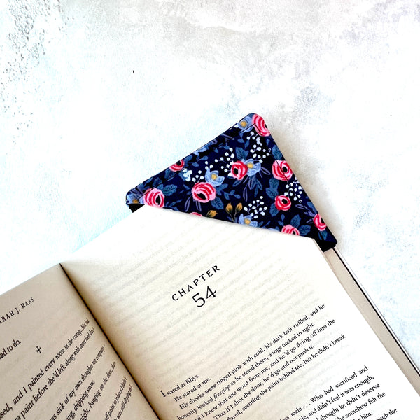 Rifle Paper Co Navy Blue Floral Fabric Bookmark