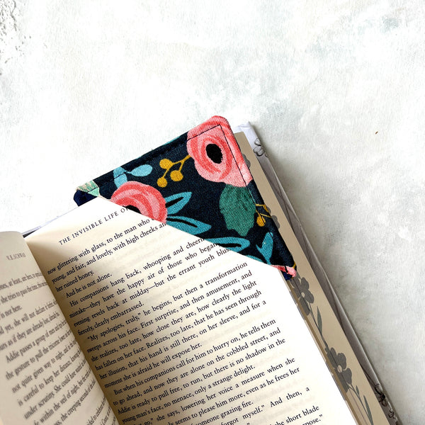 Fuschia Floral Fabric Bookmark