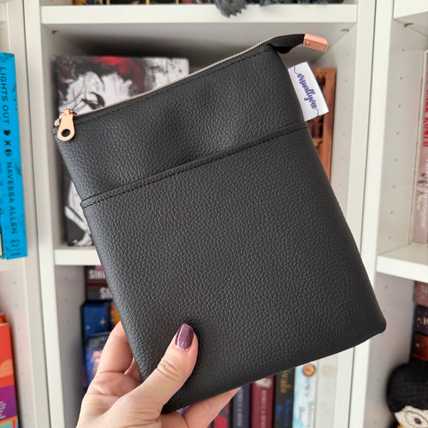 Black Faux Leather e-reader Zippered Sleeve