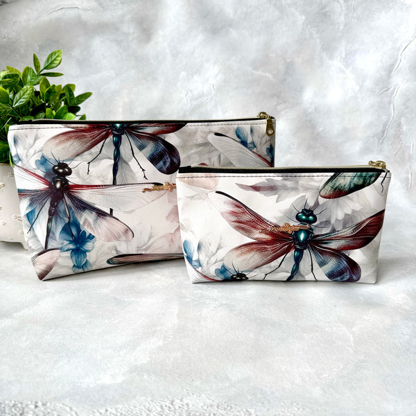 Dragonfly Faux Leather Zipper Pouch