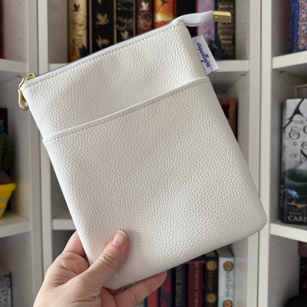 White Faux Leather e-reader Zippered Sleeve