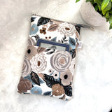 Grey Floral -  Zippered Book Sleeve