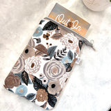 Grey Floral -  Zippered Book Sleeve